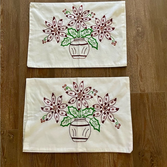 Festive Floral Embroidered Throw Pillows - Set of 2 18/25 Inches - Picture 5 of 11